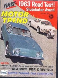 Motor trend july 1962 avanti test chevy 409 test corvair hillman minx 
