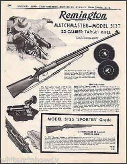 1949 REMINGTON Matchmaster Model 513T 22 Target RIFLE AD w/513S 