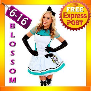 G16 Ladies Alice In Wonderland Fancy Dress Halloween Outfit Disney 