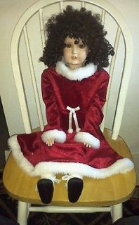 LIFE SIZE PORCELAIN DOLL LITTLE GIRL IN RED CHRISTMAS SANTA DRESS 