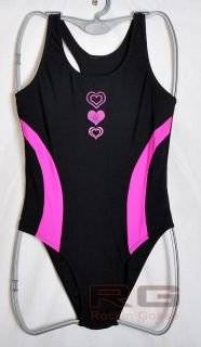 Girls School Swimming Costume Black Racerback Style Age 4 Through to 