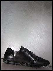 Men Shoes Sneaker PRADA MILANO Leather Black Elegant Luxury New