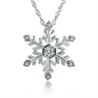 Diamond Snowflake Pendant Neckla​ce in Sterling Silver .09cttw 18 
