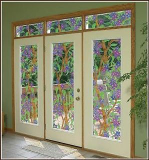 Biscayne Clear See Thru Stained Glass Design Window Film   Many Sizes 