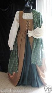 Custome Made  Renaissance Medieval Dress & Celtic Plaid Shawl Gown 