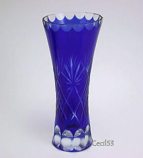 cobalt blue cut to clear glass flower bud vase  21 95 buy 
