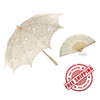NW VINTAGE FRENCH WEDDING LACE PARASOL UMBRELLA HAND FAN PHOTOGRAPH 