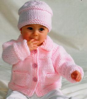 Sweet Little Baby Jacket & Hat   Chunky Knitting Pattern   16  24 