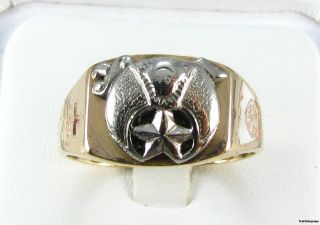 shriners 14k gold vintage solid back masonic ring one day