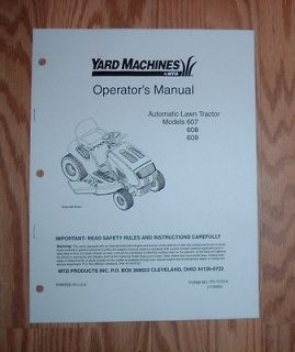 mtd models 607 608 609 lawn tractor owner parts manual