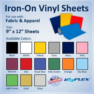 IRON ON Heat Transfer Vinyl For Fabric 9 x 12 Sheets for ALL 