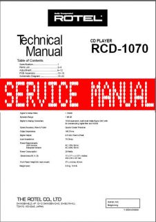 rotel rcd 1070 rcd1070 service manual paper 
