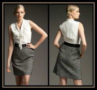 Kate Spade NY Dress Tiera Silk Tweed Combo 14 L XL NWT $445 New Cream