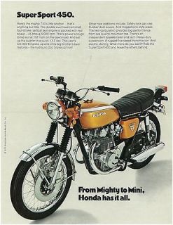 HONDA Brochure CB450 CB450 K3 CB 450 Super Sport 1970 Sales Catalog 