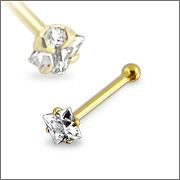 22g 9k solid gold tiny 1 5mm square cz nose