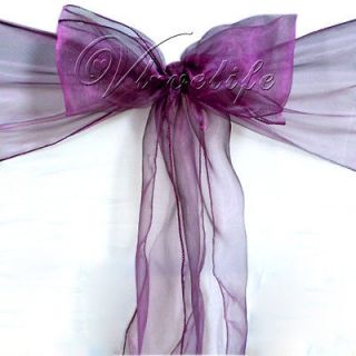 100pcs organza chair sashes bow wedding cover banquet more options