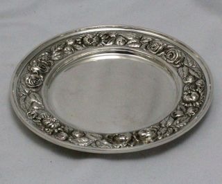 Stieff Rose Repousse Sterling Silver Bread Plate No Monogram 4.4 oz