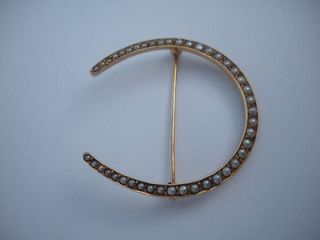 Beautiful Old 14 K Gold Pearls Horse Shoe Horseshoe Good Luck Brooch 