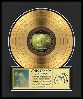 john lennon imagine framed 24kt gold record 