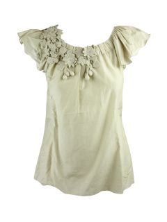 Red Valentino Womens Ruffle Sleeve Floral Embroider Top $350 New 