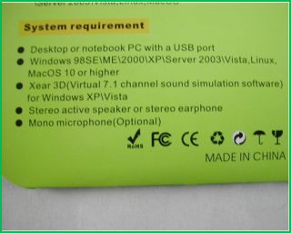 USB 2 0 3D 7 1 CH Audio External Sound Card Adapter New