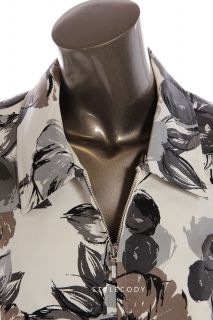 New 212 Collection Womens Print Front Zipper Collar Jacket Blazer Gray 