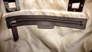 Calvin Klein Exclusive E w Dark Ash Leather Tote Hangbag MSRP$168 Free 