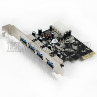 Brand New 4 Port USB 3 0 5GB s HUB PCi E PCI Express VLI Chipset Addon 