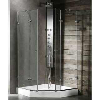   Neo angle Frameless Glass Shower Enclosure Base 42 in X 42 in X 74 in