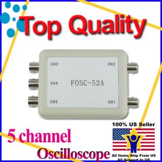 New 5 Channel 5v Portable PC USB 2.0 Oscilloscope + cable+CD
