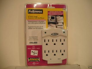 Fellowes 6 Outlet Wall Mount Surge Protectors 99008