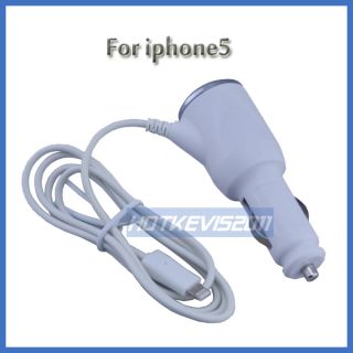 White Car Charger Adapter For Apple Iphone 5G Ipod Touch 5th