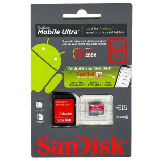 SanDisk 64GB Mobile Ultra Micro SDXC SDHC UHS 1 Class 10 Free USB and 