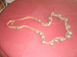    Brass Graduated Sleigh Bells Leather Horse Tack Vintage 7 feet long