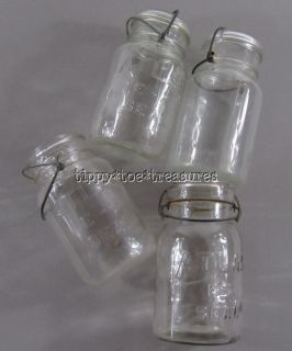 Vintage Atlas E Z Seal Quart Mason Jar w Glass Lid Wire Bail Lot J RI 