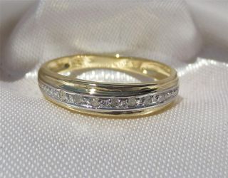   Wedding Eternity ring with 7 genuine DIAMONDS Solid 9ct gold Size 7 N