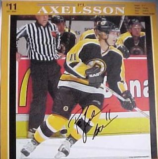Axelsson Signed Boston Bruins Calendar COA