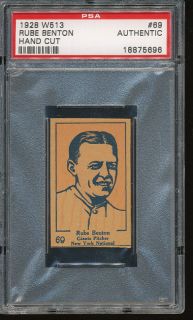 1928 W513 69 Rube Benton PSA A New York Giants