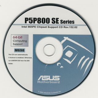 Asus P5P800 SE Motherboard Drivers Installation Disk