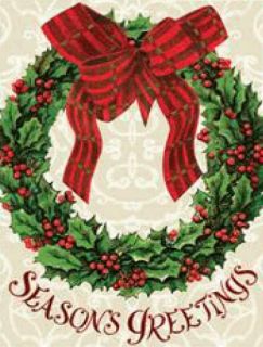 description this is a beautiful season greetings wreath flag featuring