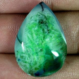 29.70Cts. NATURAL DESIGNER ONYX AGATE PEAR CABOCHON AFRICAN GEMSTONE 