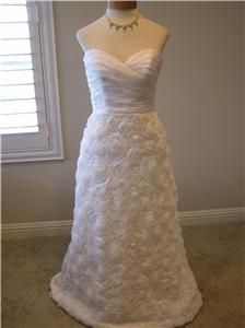 ABS Allen Schwartz Silk Destination Wedding Dress Bridal Gown Rosette 