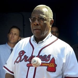 up for auction is a very nice hank aaron atlanta braves red