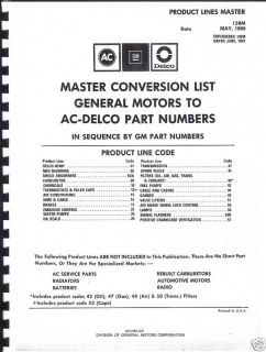    Part Number Conversion Catalog AC to GM Part Numbers 25 000 Parts
