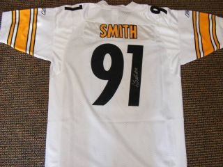 Pittsburgh Steelers Reebok on Field Jersey Signed Aaron Smith w COA 