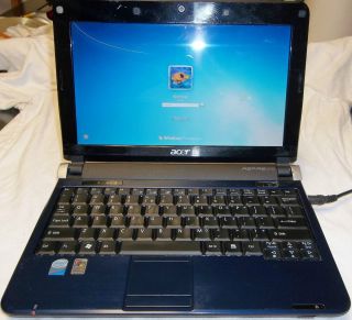 Acer Aspire One KAV10 Blue Netbook Windows 7 Pro Atom N270 1 6GHz 1GB 