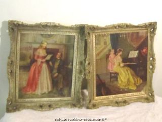 Pair of Antique Victorian Floral Wood Gesso Picture Frames Very Old 