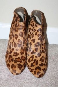 Adrienne Vittadini Sarah Ankle Boots Leopard Print New 7