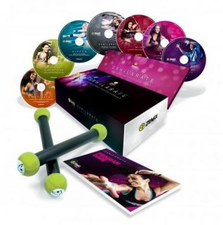 Official Zumba Fitness Exhilarate 7 DVD Set Toning Sticks Brand New 