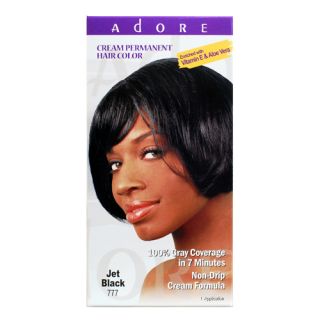 Adore Cream Permanent Hair Color 100 Gray Coverage Non Drip Jet Black 